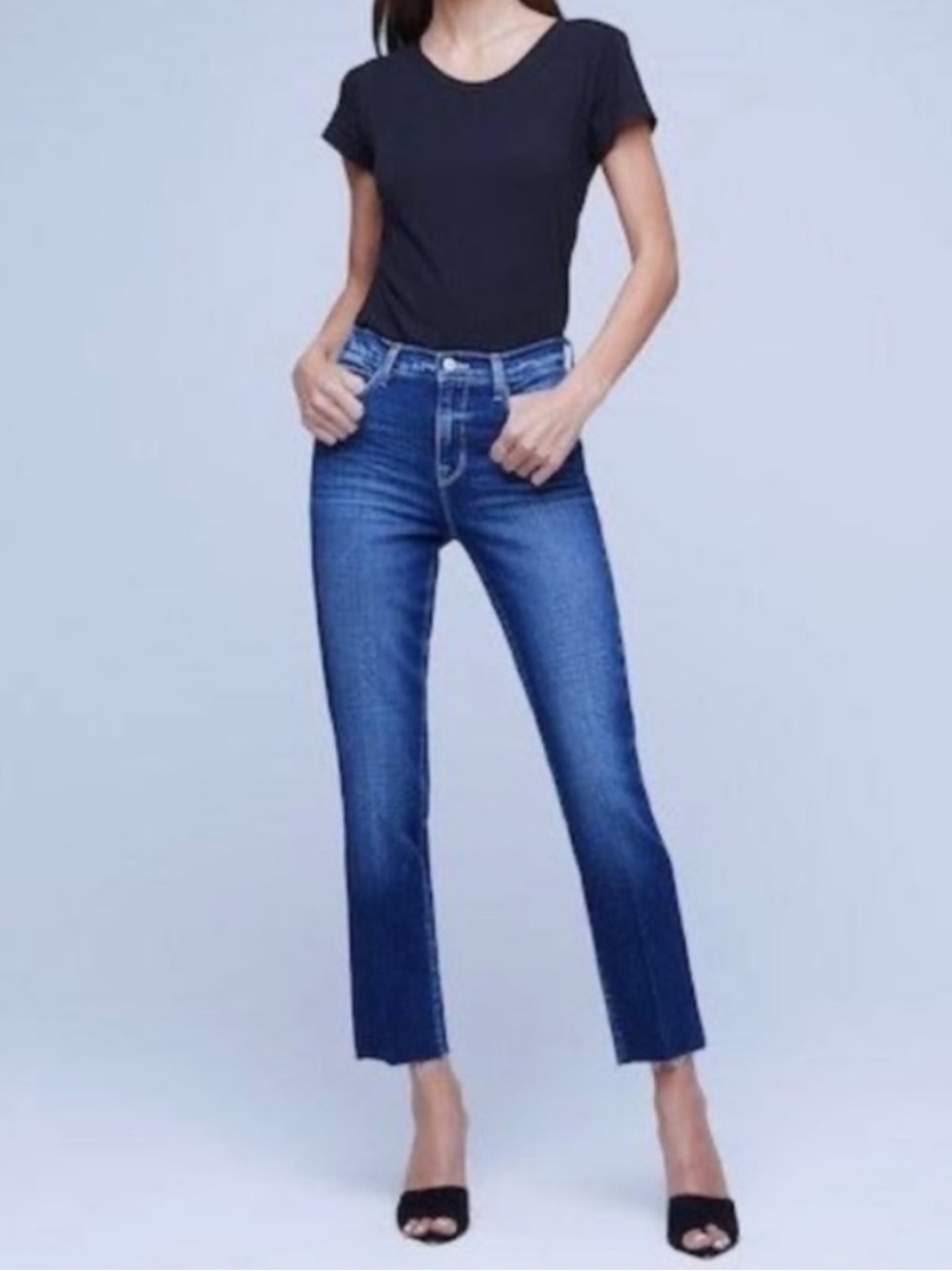L’agence Sara Slim Leg Cropped Stretch Jean in Frisco Size 26 Soft Denim